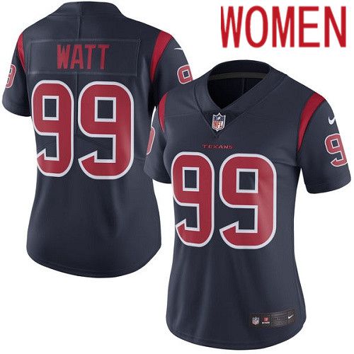 Women Houston Texans #99 J.J. Watt Navy Blue Nike Rush Vapor Limited NFL Jersey